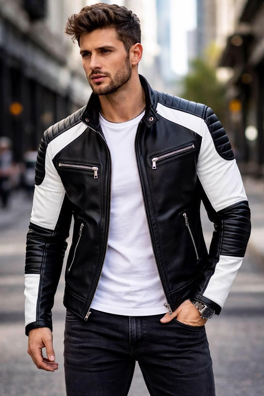Racer Leather Jacket for Women