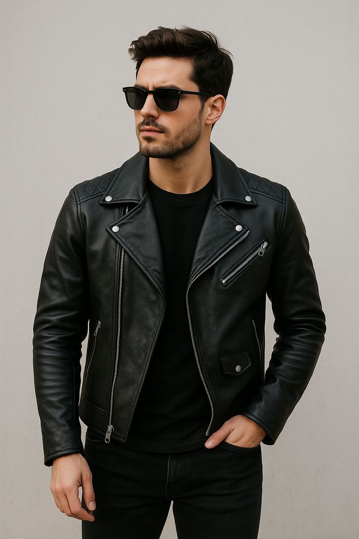 Men's  Leather Biker Jacket